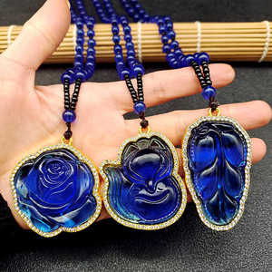 สร้อยคอประดับด้วยลูกปัดและ<span class=keywords><strong>เพชร</strong></span>สีฟ้าสุดสร้างสรรค์ดีไซน์ไม่เหมือนใครสร้อยคอพร้อมจี้ดอกกุหลาบรูปมังกรนางฟ้าและจิ้งจอกของขวัญสำหรับผู้หญิง - Product Image 1