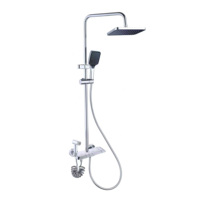 Ensemble de douche de luxe quatre fonctions en aluminium brossé chromé, avec jets de pluie et de massage, valve en céramique, doux pour robinet de salle de bain d'hôtel
