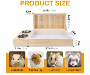 Râtelier à foin pour petits animaux Mangeoire à foin en bois pour lapin avec bac à litière Mangeoire pour cochon d'inde écologique Bols arrondis pour toilettes - Product Image 2