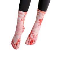 Coloré mi-mollet Pilates femmes sport professionnel anti-dérapant cinq doigts Yoga chaussettes pur coton intérieur sol chaussettes