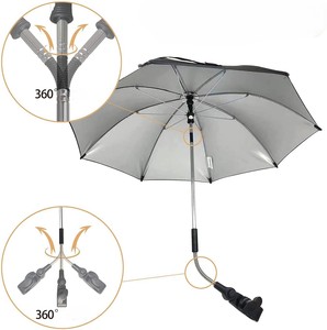 Parapluie de voyage portable bleu mini en polyester avec pince pour poussette bébé, vente en gros d'usine sur mesure - Product Image 2