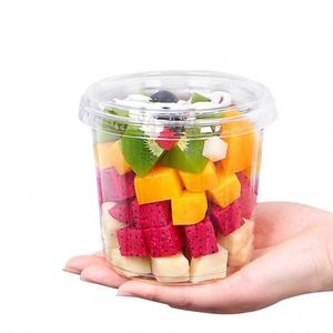 Gobelets en plastique transparent à fond rond avec couvercles en dôme, logo personnalisé, 117 mm, PET, pour yaourt aux fruits, 8 oz, 12 oz, 14 oz, 16 oz, 24 oz, 32 oz - Product Image 1