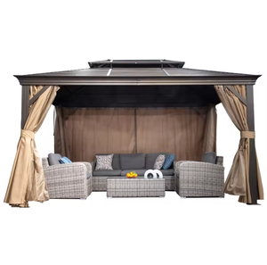 Ty Patio Ensemble de mobilier d'extérieur de haute qualité : Table balançoire, Gazebo et Pergola <span class=keywords><strong>3x3</strong></span> en fer avec toit en PVC, revêtement poudré et <span class=keywords><strong>moustiquaire</strong></span> - Product Image 5