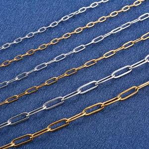 Collier minimaliste en acier inoxydable de 2,5/2,7/4 mm, chaîne à maillons en forme de trombone, pour femmes et hommes, couleur argent/or, collier ras du cou, bijoux en métal - Product Image 6
