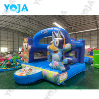 Château gonflable YOJA bleu pour enfants, avec toboggan, location pour fêtes, château gonflable extérieur, capacité de 600 lb, installation facile, 4x3m