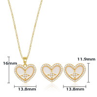 Parure de bijoux en cuivre plaqué or 18 carats, inspirée des créateurs, avec collier et boucles d'oreilles en perles de coquillage blanc et zircon, résistante au ternissement, pour mariée 2026