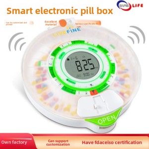 <span class=keywords><strong>Pastillero</strong></span> <span class=keywords><strong>Inteligente</strong></span> Electrónico Portátil Multifunción con Alarma Temporizada, Recordatorio de Medicamentos para Personas Mayores, con Bluetooth, Modelo Blanco y Verde - Product Image 2