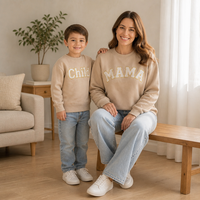 Tenues Assorties Personnalisées Mère-Fille-Fils, Pulls Col Rond 100% Coton Écologique, Vente en Gros de Luxe pour Filles