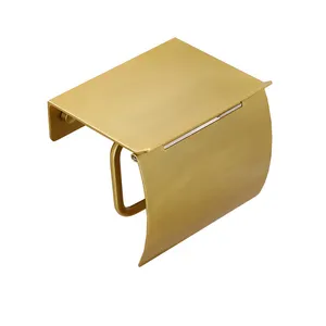 Wall Mounted Waterproof Gold Toilet Paper Holder With Shelf Bathroom Paper Holder With Lid Toilet Roll Holder