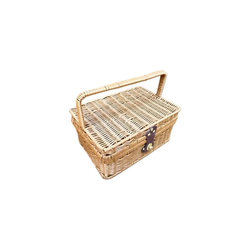 Số lượng lớn giá rẻ OEM Trái Cây Rau bánh mì lưu trữ wicker nhựa mây Dã Ngoại tay dệt giỏ với xử lý cho thực phẩm