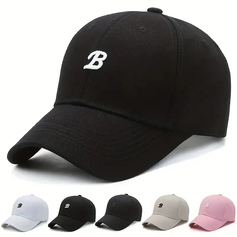 JX Classic Letra B Bordado Ajustable Parasol Snapback Gorra de béisbol con perfil bajo para deportes al aire libre