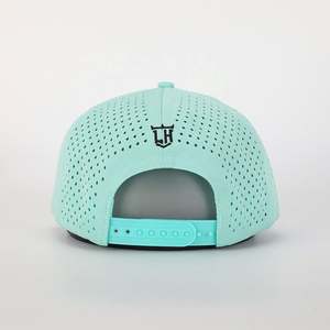 Vente en gros Logo de broderie personnalisé 5 panneaux Chapeau de sport imperméable à l'eau découpé au laser Casquette de baseball de haute qualité en polyester beige Gorras - Product Image 5