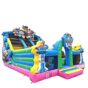 Cão animal tema inflável salto castelo slide combo comercial pvc crianças infláveis salto casa com diversão obstáculo curso