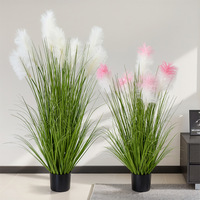 Herbe artificielle en pot, plante artificielle, fleur, herbe décorative artificielle, pot vert, plante artificielle factice