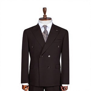 PERRE 1984 Costume d'affaires croisé pour homme, col mandarin, viscose/polyester, style britannique, coupe classique, anti-rétrécissement - Product Image 1