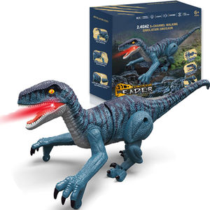 2.4G simulazione telecomando dinosauro giocattoli per bambini che camminano Rc Velociraptor dinosauro con luci a Led e suono ruggente