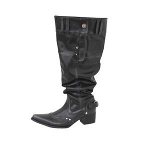 Botas de tacón alto con plataforma, estilo retro vaquero, de caña alta, con tacón grueso y punta puntiaguda, para mujer. - Product Image 4