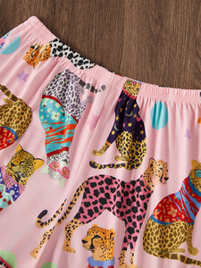 Phụ Nữ Của Leopard In Ngắn Tay Áo <span class=keywords><strong>Pajama</strong></span> Set Đàn Hồi Eo Nhà Máy Trực Tiếp Bán Buôn Thoải Mái Mùa Hè Loungewear Mùa Xuân - Product Image 6