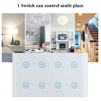 Glomarket Wall Touch Light 8 Gang Switch 147mm Tuya Alexa Zigbee Télécommande Interrupteur électrique Panneau de commutation tactile intelligent