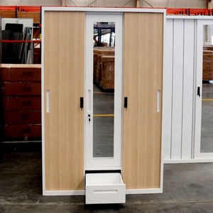 Tres muebles de gabinete de acero de impresión dormitorio <span class=keywords><strong>espejo</strong></span> ropa armario 3 puertas armario de metal almirah diseños <span class=keywords><strong>con</strong></span> <span class=keywords><strong>precio</strong></span> almirah - Product Image 2
