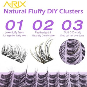 A-RIX ขนตาปลอมแบบกลุ่ม 3 มิติ ฟูฟ่อง งอนสวย ติดเองได้ ขนาด 8-16 มม. ขนตาต่อแบบธรรมชาติ พร้อมอายไลเนอร์สีดำเส้นเล็ก - Product Image 1
