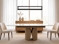 Table à manger extensible en céramique avec plateau en pierre frittée, pliable et peu encombrante, vente en gros, fabricant de meubles