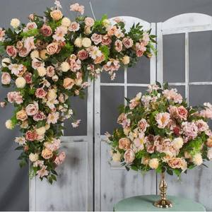 Juego de decoración de <span class=keywords><strong>fondo</strong></span> de arco Floral tradicional hecho a mano, polvo recién llegado para champán, rosa, boda, escenario, fila Artificial - Product Image 2