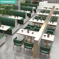 Ensemble de meubles modernes en marbre pour hôtels et restaurants, banquette en cuir et fer, canapé, sièges, tables de café, bar, café, motifs carrés