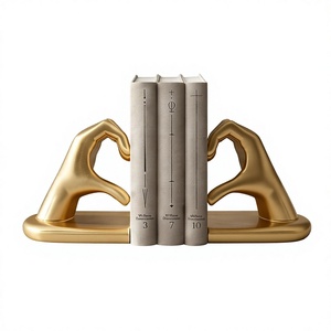 Porte-livres en métal lourd en forme de cœur doré, texture moulée, décoration pour la maison et le bureau, vente en gros - Product Image 1