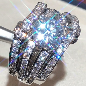 Elegant 3Pcs Bridal Wedding <strong>Ring</strong> Sets <strong>Rings</strong> Women <strong>Girls</strong> Lady White Clear Zircon Stone <strong>Ring</strong> Fashion Engagement Jewelry Gift - Product Image 2