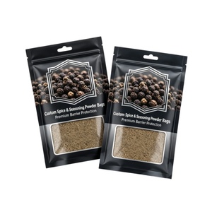 Sachets plats compacts en Mylar pour poudre de poivre noir, impression personnalisée, assaisonnement pour restaurant, 500 pièces, devis usine OEM - Product Image 1