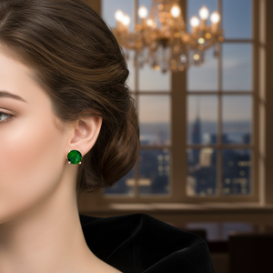<b>Emerald</b> Stone Solitaire <b>Stud</b> Silver Earring Wholesale 925 Sterling Silver for Woman Jewelry - Product Image 3
