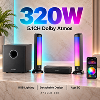 Barre de son ULTIMEA Dolby Atmos 320W 5.1 canaux avec caisson de basses filaire, éclairage RGB et contrôle de l'égaliseur via application