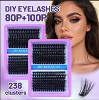 Kit de Cils en Grappes IY pour Application à Domicile, Plateau d'Extension de Cils avec Brosse Applicatrice pour Artistes de Salon, Cils en Gros