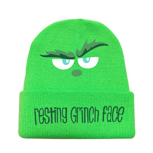 <strong>Grinch</strong> Knit Beanie Christmas <strong>Hat</strong> Warm Fleece Lined Winter Cap with <strong>Grinch</strong> Print - Product Image 3