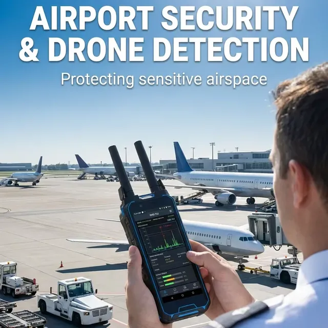 100MHz-6GHz Full-Frequency Antenna Lightweight Portable Handheld FPV Detection Alarm 3KM Range Anti-Drone Security Protection