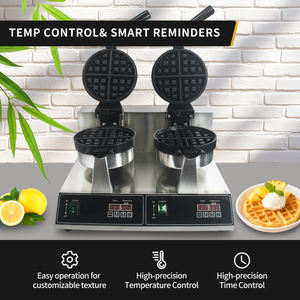 CPVKRY - Máquina para Hacer Waffles Belgas <span class=keywords><strong>de</strong></span> Doble Cabezal, 2400W, Acero Inoxidable, Control Táctil, Temporizador, 8-9 Moldes, Compatible con 110V/220V, Nueva - Product Image 4