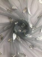 100% Polyester antistatique Tulle dentelle tissu doré argent feuille paillettes broderie longue jupe pour filles pour rideaux de mariage
