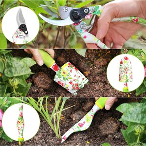 6 uds. Kit de herramientas manuales de aluminio de alta resistencia, tijeras de podar Floral con estampado, rastrillo, pala, juego de herramientas de jardín - Product Image 5