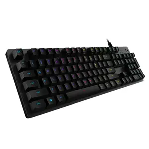 Logitech Keyboard Gaming G512, kawat mekanik lampu RGB penuh ergonomis komputer Pc Rgb Backlit