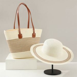 Sombrero de Paja Estilo Francés, Unisex, Verano, Gran Capacidad, Bolso de Hombro a Cuadros, Playa, Esquí, Viajes, Bolso Tote Informal - Product Image 1