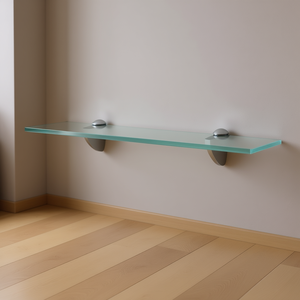 Étagère flottante en verre trempé transparent 33x15x85cm, étagère de rangement murale pour salle de bain en alliage de zinc, design minimaliste - Product Image 2