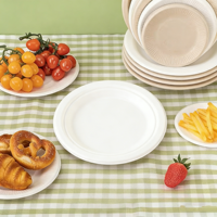Assiettes rondes robustes 100 % compostables de 9 à 10 pouces, 3 compartiments, jetables, en bagasse de canne à sucre