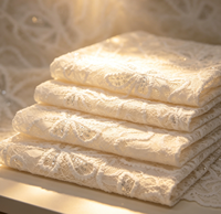 Tissu en dentelle tissée blanche avec broderie de sequins et nœuds épais pour vêtements de mariage européens/américains et du Moyen-Orient