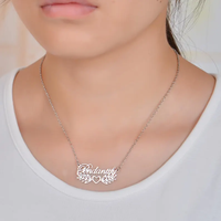 Collier avec plaque de nom personnalisée, plaqué or 18 carats, collier avec plaque de nom en forme de feuille ou de cœur, bijou personnalisé, cadeau pour femme