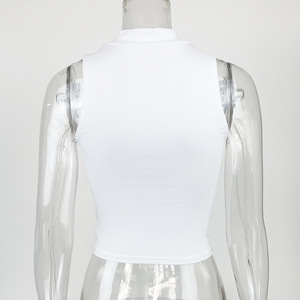 Débardeurs courts blancs <span class=keywords><strong>sans</strong></span> manches pour femmes, respirants, très extensibles, coupe ajustée, style sexy, pour l'été - Product Image 6