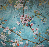 Fleur arbre peinture personnalisée en verre taillé à la main mosaïque murale art décoration murale