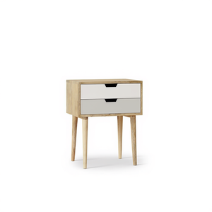 Solid Mango Wood <b>Bedside</b> Cabinet With 2 Drawers Minimalist Design For Bedroom <b>Storage</b> - Product Image 1