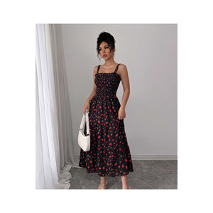 Women's Floral Strappy Long Viscose <b>Dress</b> 125 Cm Casual Wear - Product Image 1