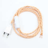 Cable de Alimentación con Enchufe Europeo y Interruptor de Encendido/Apagado, Cable de Alimentación de CA de 2 m con Cubierta de Tela Vintage para Lámparas de Mesa y Electrodomésticos